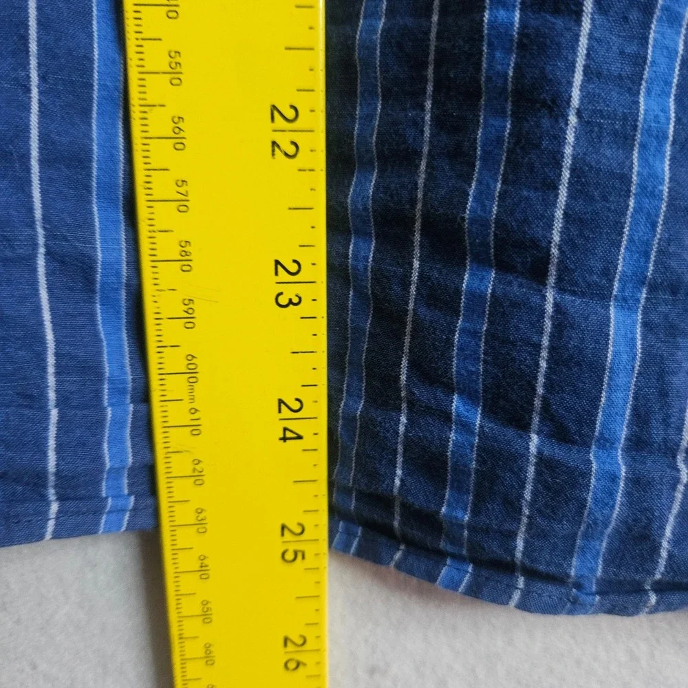 Steven Alan Mens Blue Striped Cotton Button Down Shirt Made in NYC Large